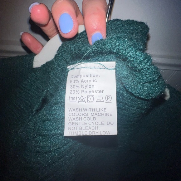 Women's Rib Knit Sweater Casual Long Puff Sleeve (Dark Green,Medium) - Picture 3 of 7